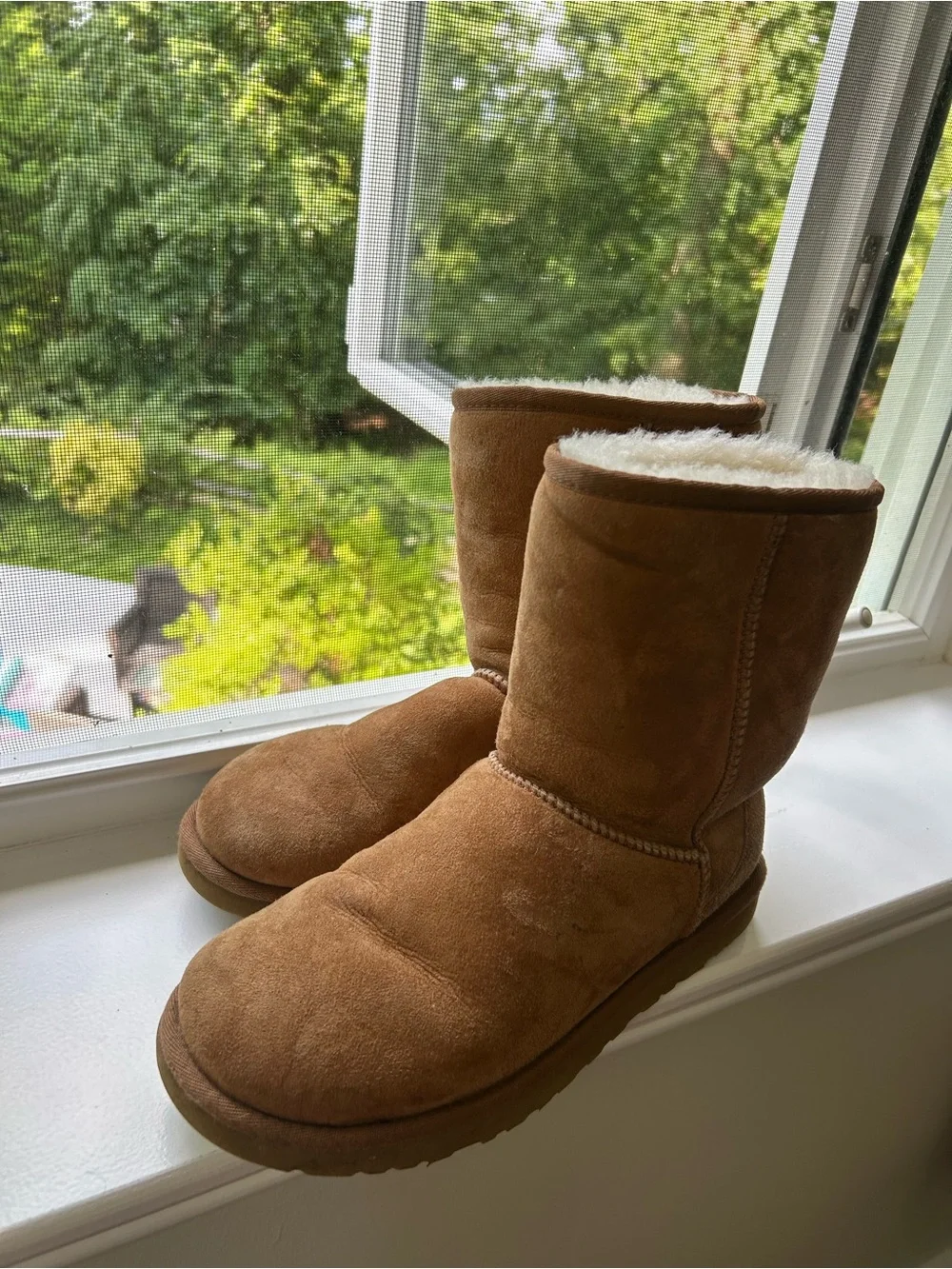 UGG Chestnut Suede Short Shearling Boots - Women